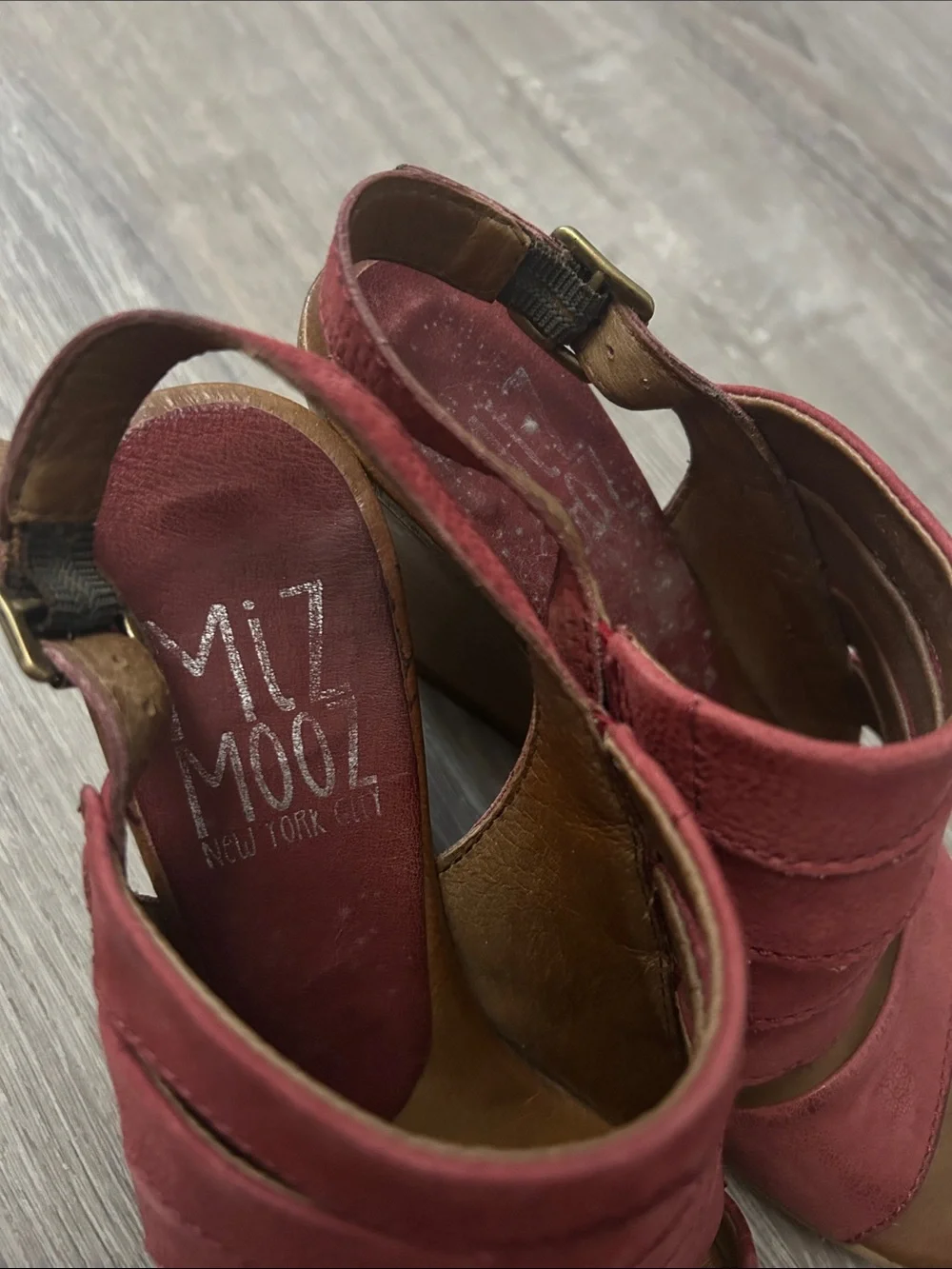 Miz Mooz Coral-Pink Suede Wedge Sandals 37